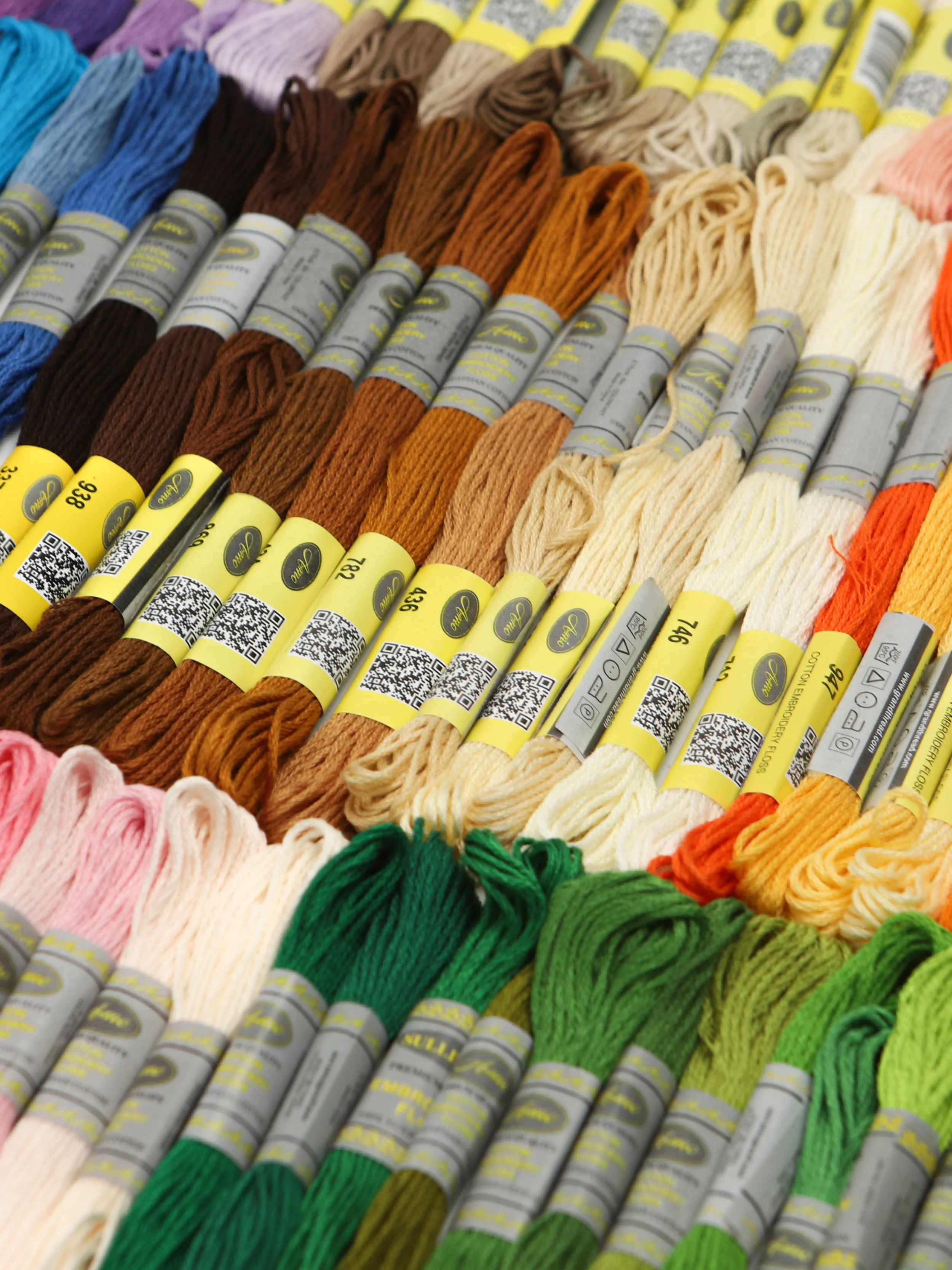 505 DMC Color Set Double Mercerized Singed Egyptian Long Fiber Cotton Embroidery Floss Cross Stitch Thread 447 + 7+New 16+ 35