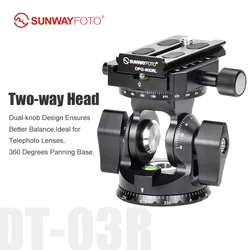 SUNWAYFOTO DT-03R Tilt Head with 360 Degree Panoramic Arca Swiss Clamp for Monopod and Tripod 33lbs(15KG) Load Capacity