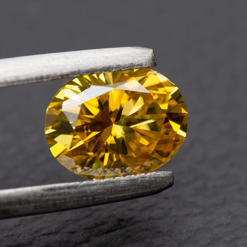 Moissanit-Stein, oval geschliffen, goldgelbe Farbe, loser Edelstein für die Schmuckherstellung, Hauptmaterialien mit Zertifikat – Detail 4