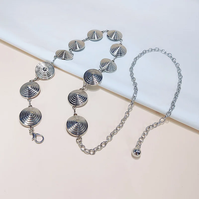 เข็มขัดโซ่สไตล์พังก์แบบหมุนได้สำหรับผู้หญิง ชุดเดรสโบฮีเมียน เสื้อครอปท็อป บิกินี่ เอวเซ็กซี่ เครื่องประดับเอวระดับไฮเอนด์