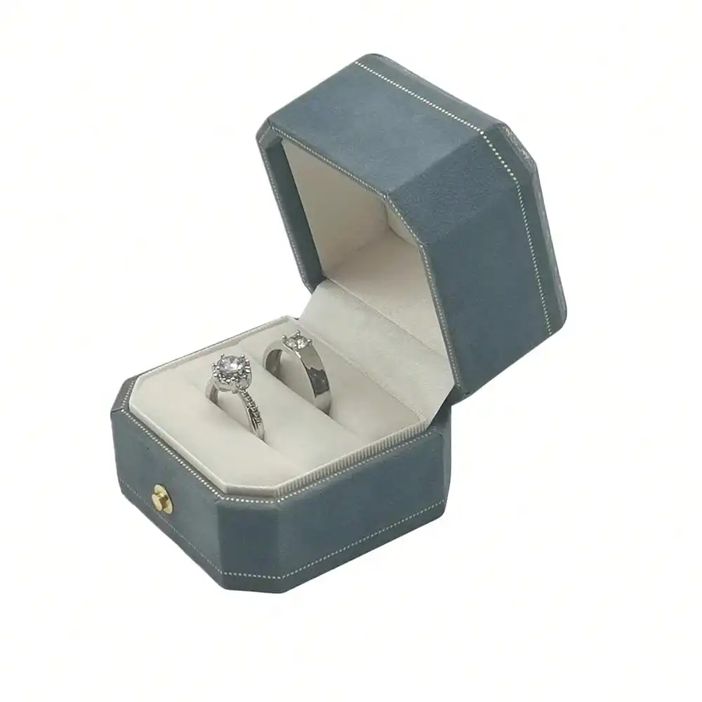 

Коробка для обручальных колец Octagon на 2 кольца с откидной крышкой для предложения руки и сердца, свадьбы, подарка на помолвку