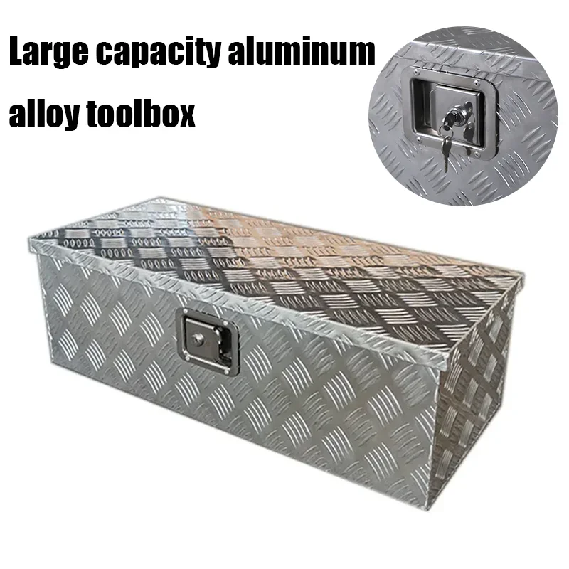 Heavy Duty Aluminum Truck Bed Tool Box Plate Tool Box with Side Handle and Lock Keys Storage Tool Box for PickupTruck Bed