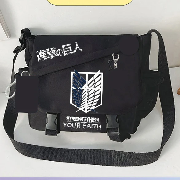 ブラックホワイト、進撃の巨人、進撃の巨人、学生キッズティーン、アニメメッセンジャークロスボディショルダーバッグ女子校生男の子用