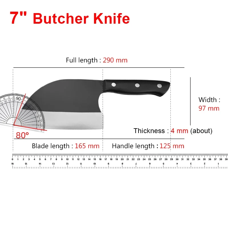 Kitchen Knives Slicing Meat Fruit Fish Meat Vegetables Butcher Knife Hand Forged Blade Wooden Handle Chef Cooking Cleaver Knives