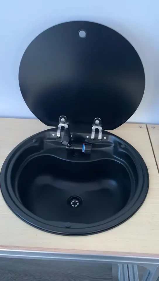 304 Stainless Steel RV Sink with Lid and Faucet Yacht Sink Kitchen Sink Folding Flip Cover