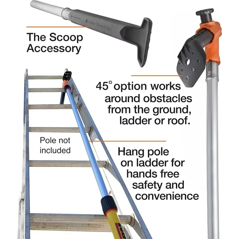 Gutter Leaf Cleaning Tool From Ground Cleaner Attachment Gutter Scoop Rake
