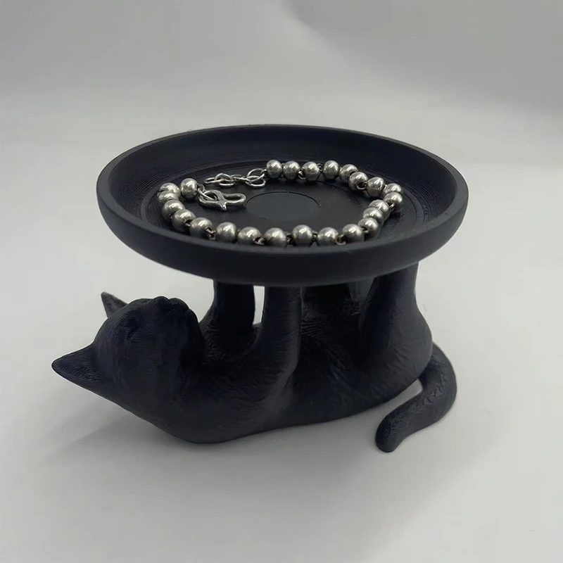 حار أسود أبيض القط صينية مزخرفة زخرفة المنزل غرفة نوم سطح المكتب مجوهرات مستحضرات التجميل مفتاح صندوق تخزين الديكور مهرجان الهدايا