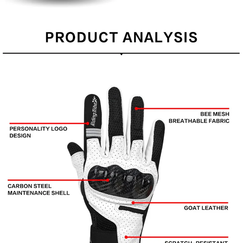 Motorcycle Leather Gloves Carbon Fiber Shell Suitable for Bike Gloves Skateboard Gloves Outdoor Gloves