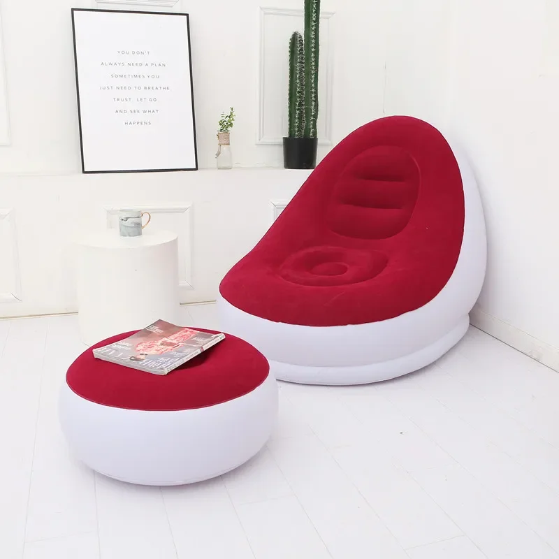 New Inflatable Plush Sofa For Lazy People Foldable Foot Sofa Bed Outdoor Convenient Lying Chair With Feet Bench Hot