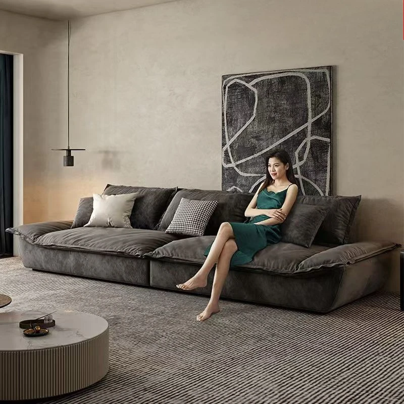 

Cloth sailing sofa household light luxury year wide sitting deep straight row lazy latex sofa