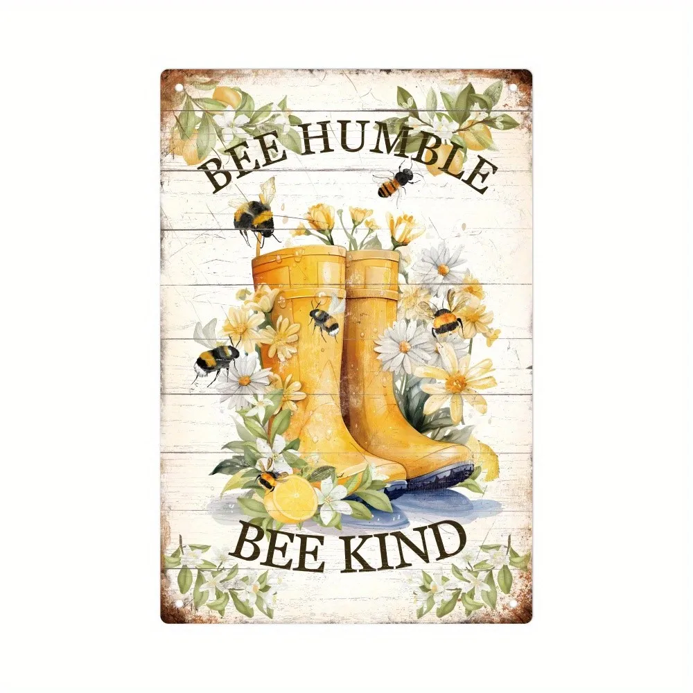 1pc Vintage Tin Metal Signs 8x12 Painted signage, Bee Modest Kindness, Home Offi