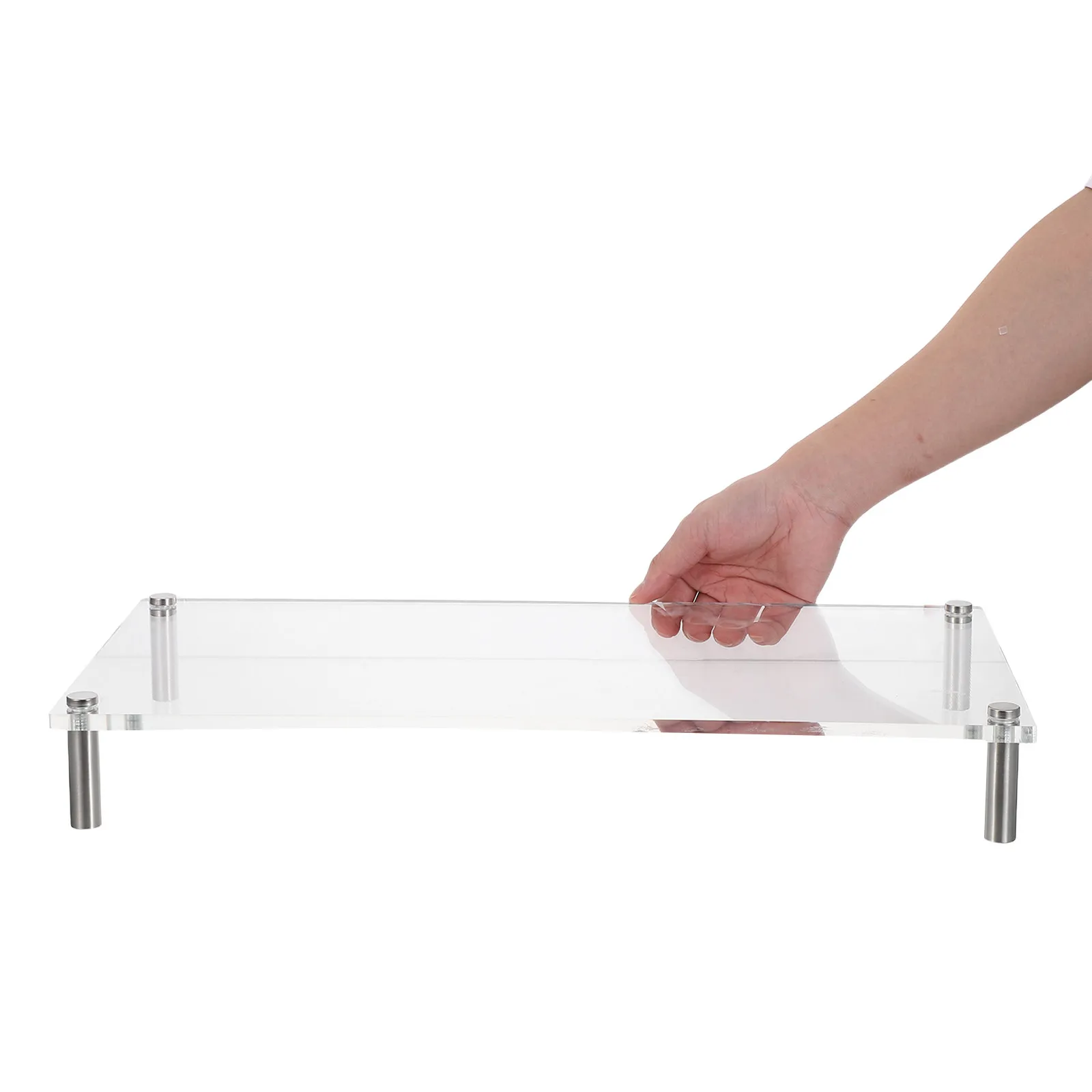 Transparent Monitor Stand Riser Clear Acrylic Computer Riser Desk Home Office Space Saving Stable Platform Organizer 50x20cm
