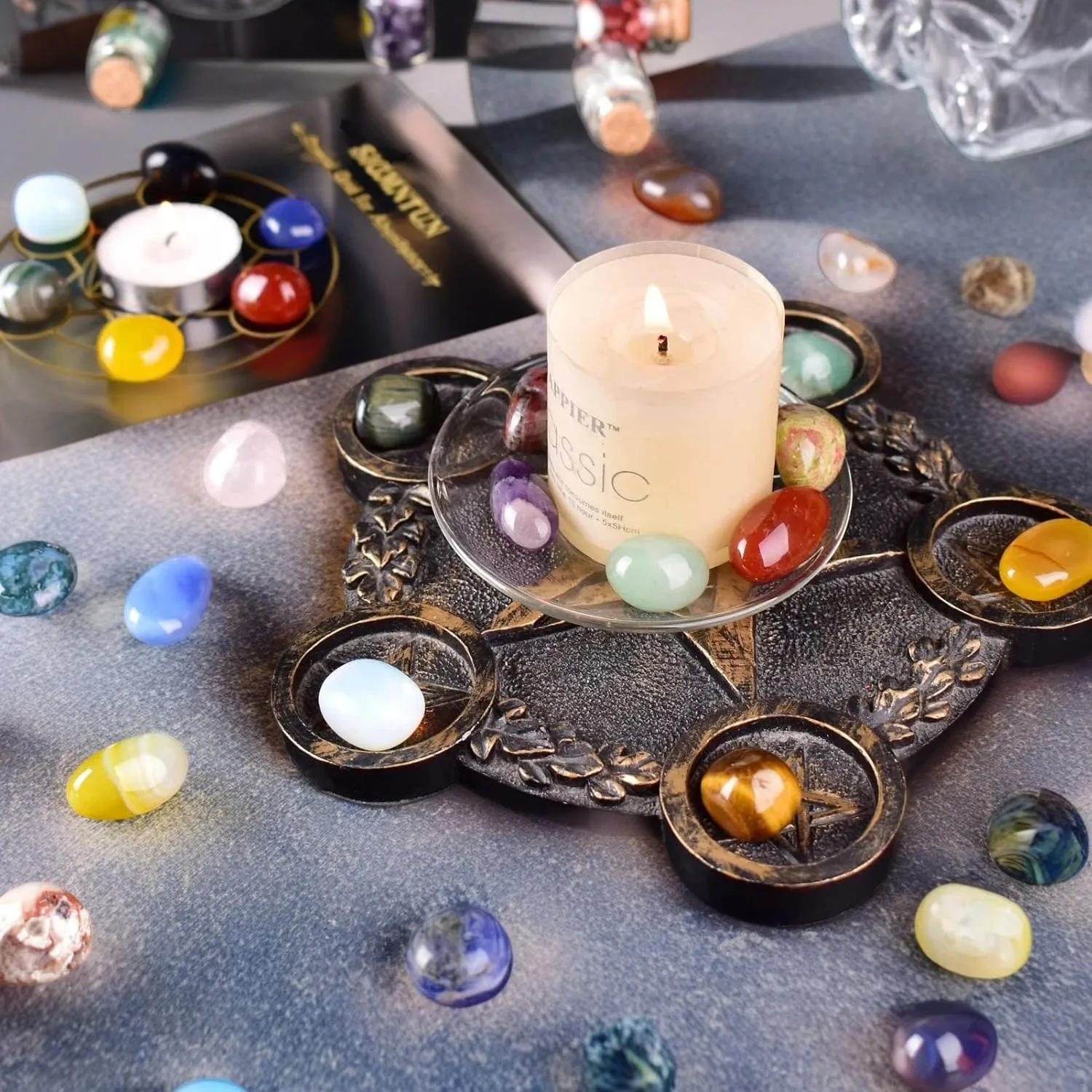 Polished Multi-Color Crystal Stone Set, Hand-Selected Tumbled Stones, for Meditation, Crafting, Home Decoration, Multi-Color 0.4Inch-0.6Inch (Color Random)