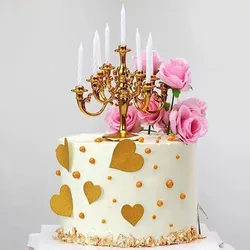 Candelabro de decoración de pasteles de lujo estilo Retro europeo Ins, candelabro para hornear, fiesta de cumpleaños, boda, suministros pequeños enchufables, tema para niña