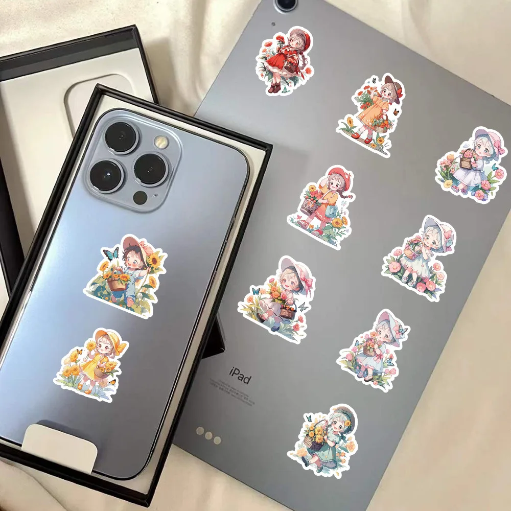 10/60 SZTUK Naklejki Graffiti dla Dziewczynki, Kreskówkowe Kwiaty, Motyle, Zabawki DIY, Sekretny Gadżet na Butelkę, Album, Torba Podróżna, Estetyczne Naklejki