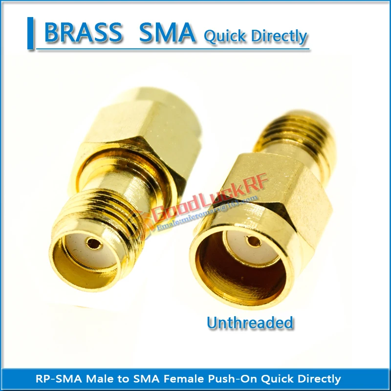 

1X Pcs RPSMA RP-SMA RP SMA Male to SMA Female Push-On Quick Directly Gold Plated Brass Straight Coaxial RF Connector Adapters