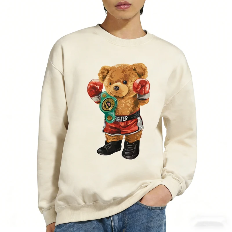 Felpe invernali con animali da boxe Orso campione del mondo Orso alla moda MMA Boxer Abbigliamento da palestra Muay Thai Felpe con cappuccio abbinate a maniche lunghe