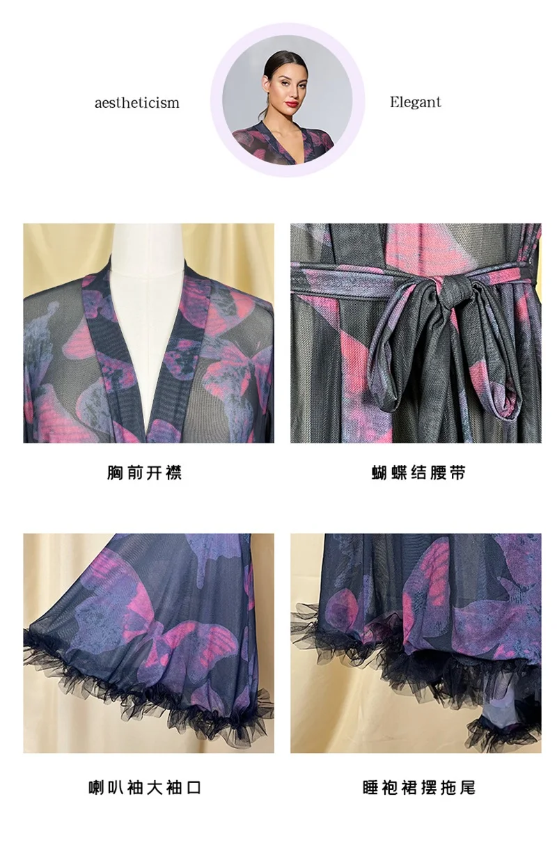 Printed Prom Dress Sexy V Neck Full Sleeves Belted Long Party Gown Casual Guest Birthday Evening Robe