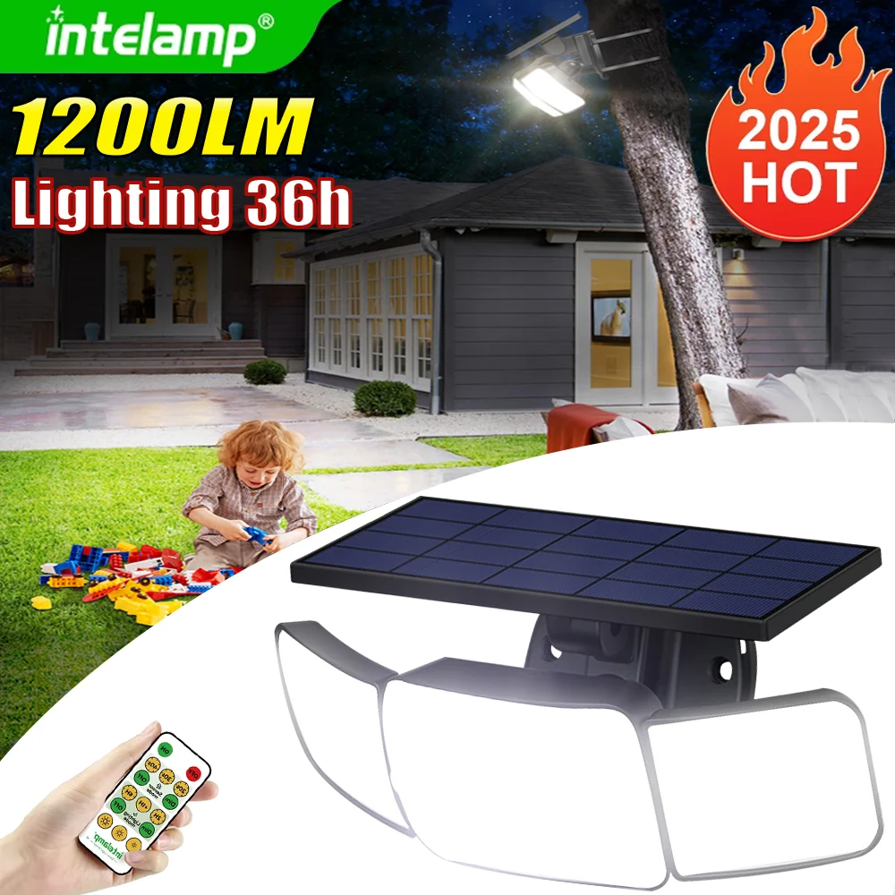

1200LM Solar Light for Outdoor Solar Lamp Sunlight Motion Sensor Light Remote Control Waterproof Garden Street Wall Yard Lamp