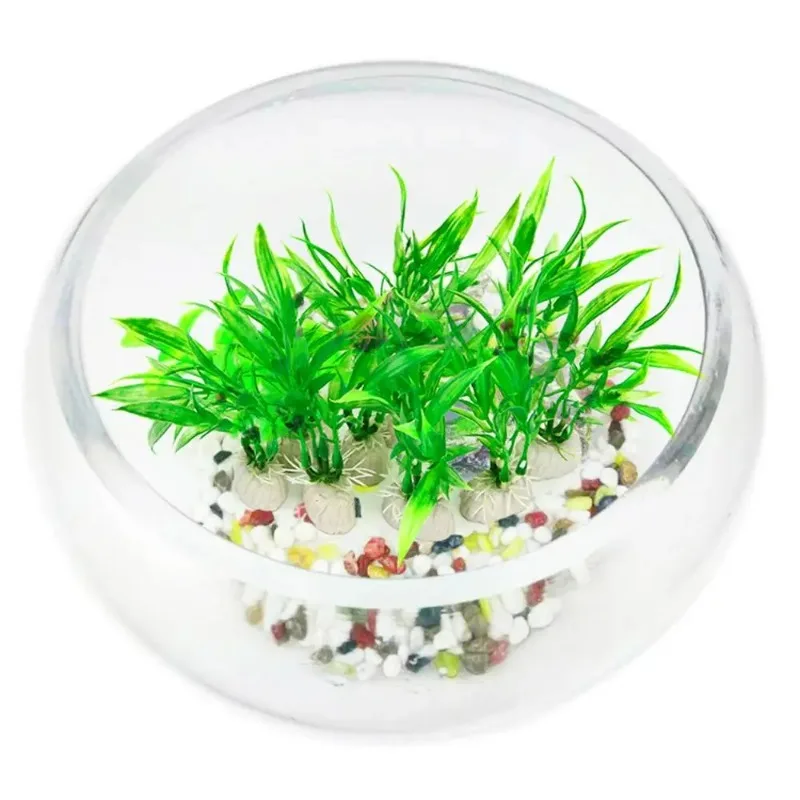 10 Pack Artificial Aquarium Plants, Small Size 11cm  4 inch Approximate Height Fish Tank Decorations Home Décor Plastic Green