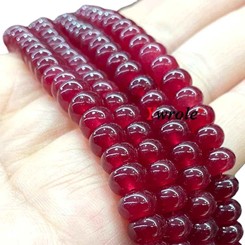 Abacus 5x8MM AAA Natural Chalcedony Stone Rondelle Ruby Red Flat Round Space Beads for Jewelry Making Diy Bracelet Accessories