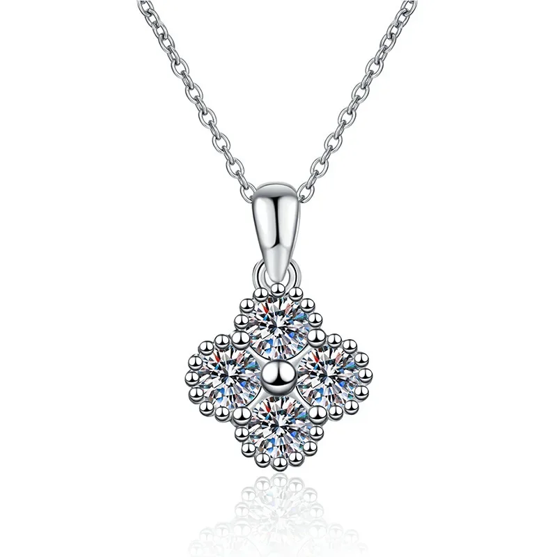 

18K platinum diamond moissanite necklace high-end four-leaf clover plated PT950 platinum pendant luxury design clavicle chain