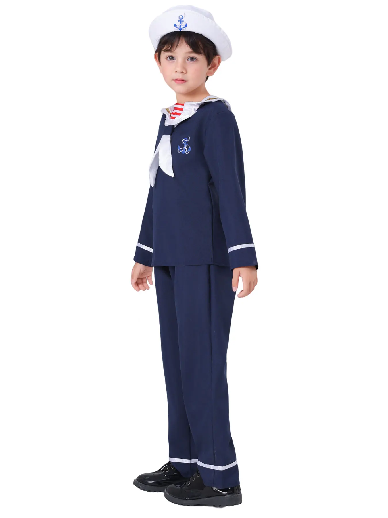 Kids Unisex Navy Sailor Uniform Cosplay Outfit Halloween Carnival Party Costumes