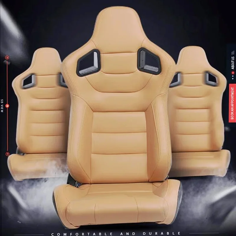 High Quality 3D PVC Full Wrap Leather Reclining Sports Cushion Unit Left Right Available Black Yellow Red Interior Components