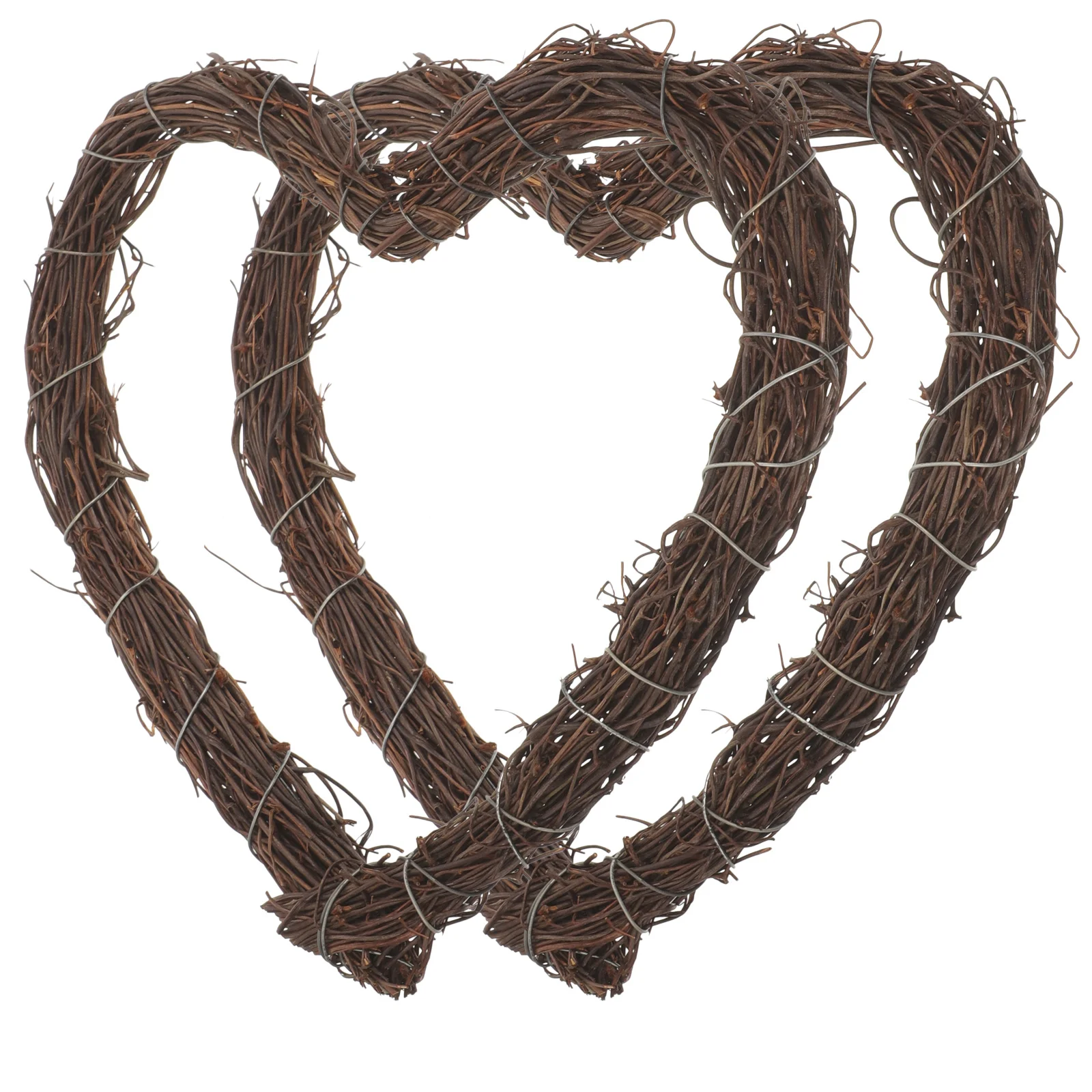 

2Pcs DIY Rattan Heart Wreath Rings Natural Vine Frames Handmade Crafting Floral Garland Materials Heart Rattan Wreath