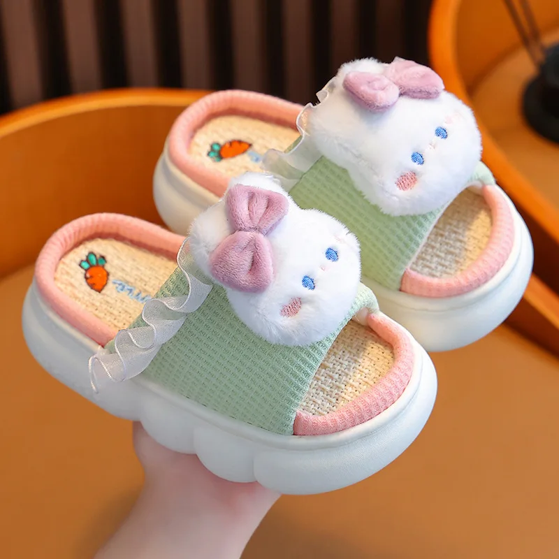 Women's Slippers Casual Cute Cartoon Open Toe Platform Slippers Girls' Breathable, Lightweight, Non-slip Home Shoes