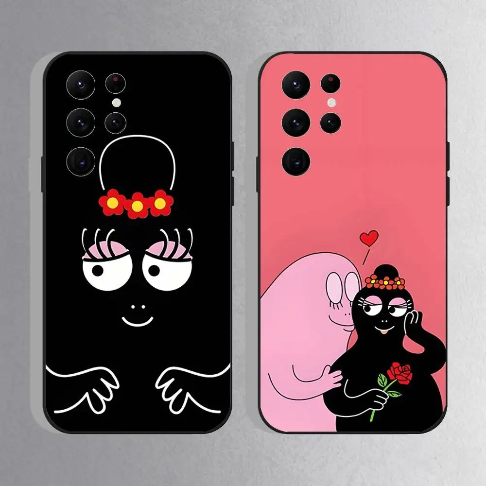 Cute B-BarbapapaS Phone Case For Samsung S10,S21,FE,S21 ,S26,S25,S24,S23,Ultra,S9,S22,Plus Black Shockproof Silicone Sof