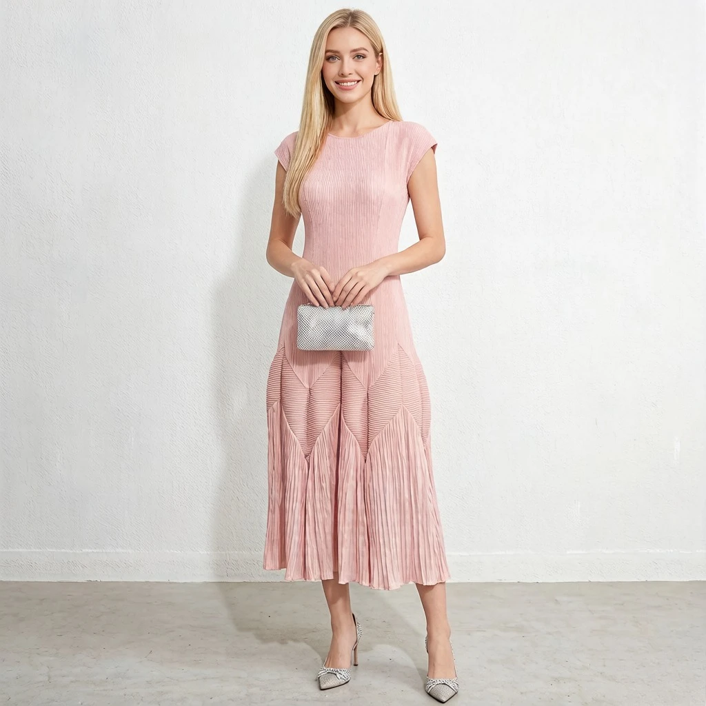 

Miyake Pleated Women's Wear High-end Elegant Pleated Dress Women's Design-Forward Niche Loose Sleeveless Bouquet Skirt Pleat