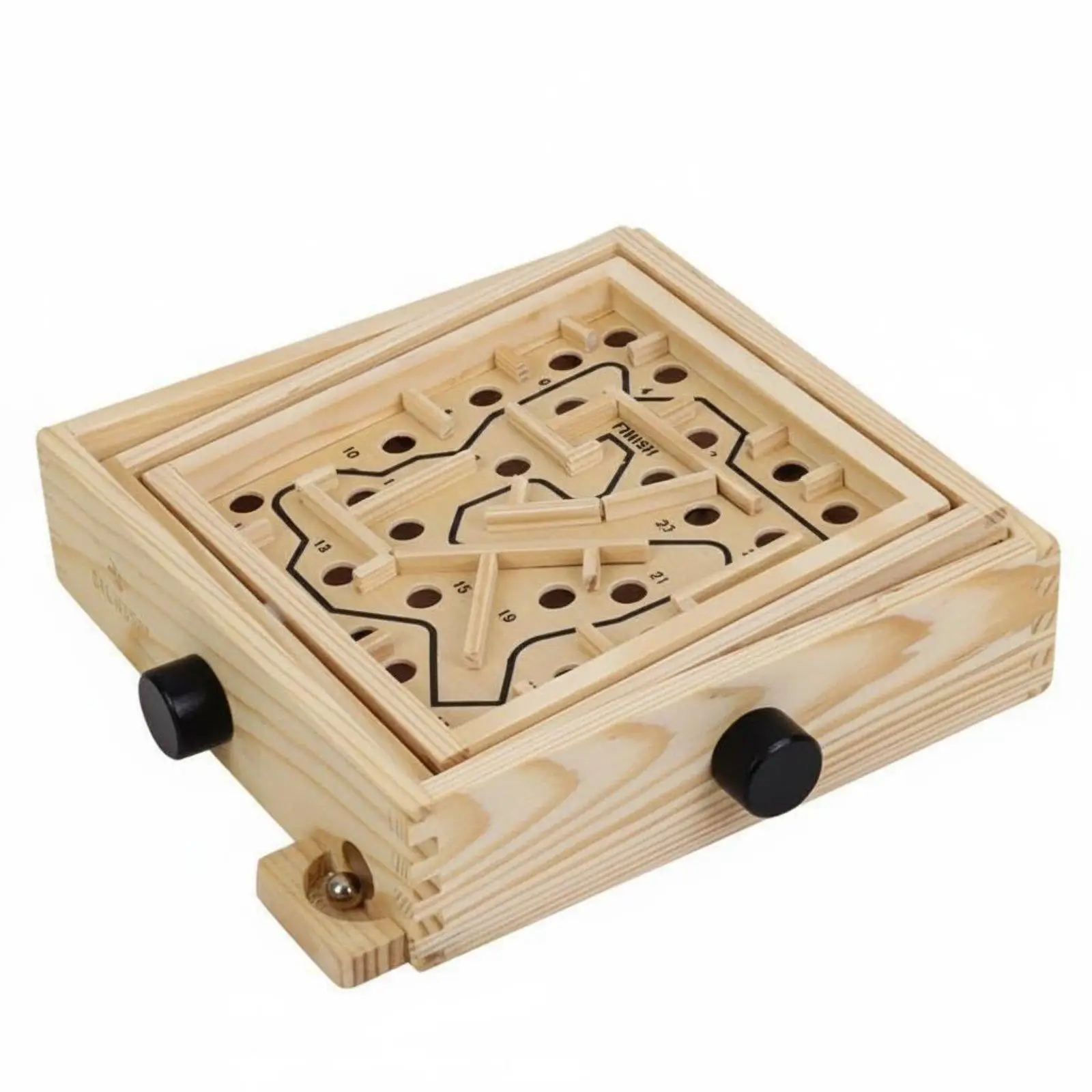 Wooden Maze Puzzle for Children Steel Ball Game Double Axis Tilt Board Educational Toy for Kids Hand Eye Coordination and