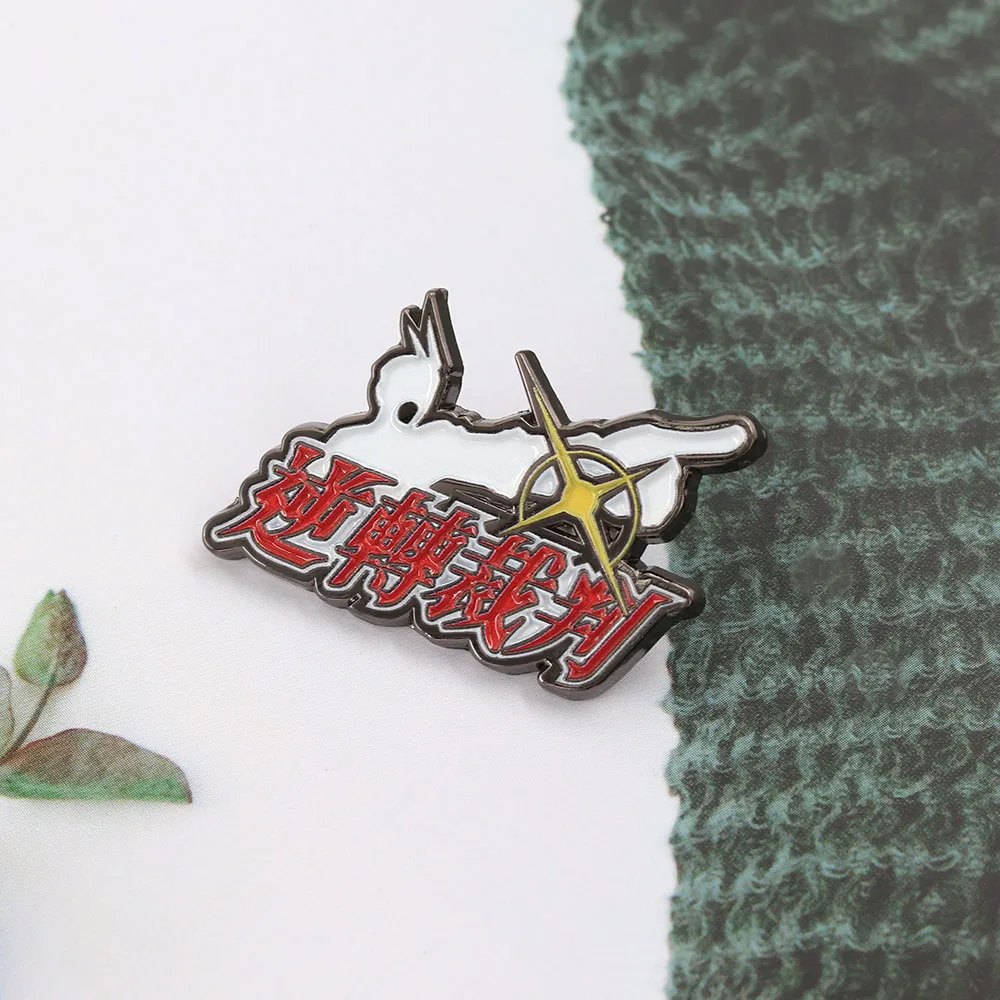Ace Attorney Emaille-Pin Gyakuten Saiban Logo-Abzeichen Phoenix Wright "Objection!" Brosche Spiel-Merchandise für Fans Anstecknadel Schmuck Geschenk – Detail 7