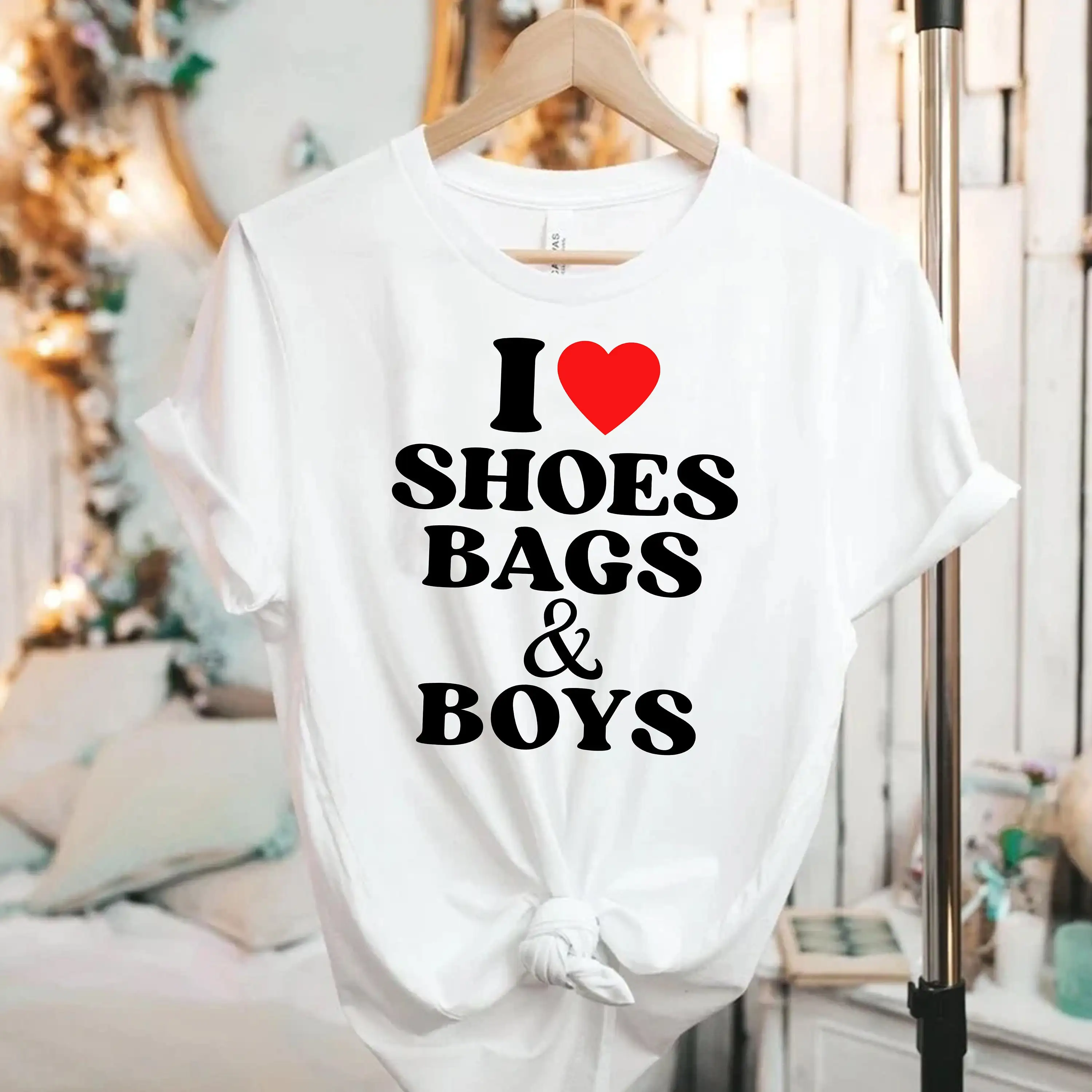 I Love Shoes Bags And Boys T Shirt Aesthetics Y2K 2000S 90S