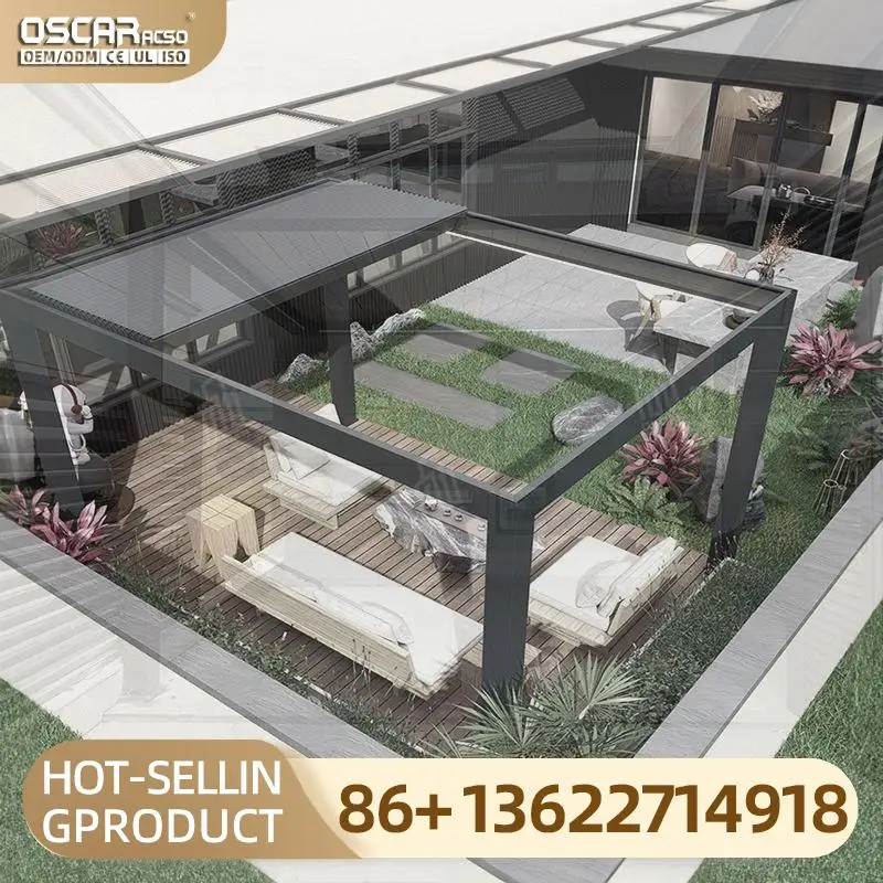 3X3M Outdoor All Year Aluminium Retractable Gazebo Waterproof for Garden Patio Beach pergola