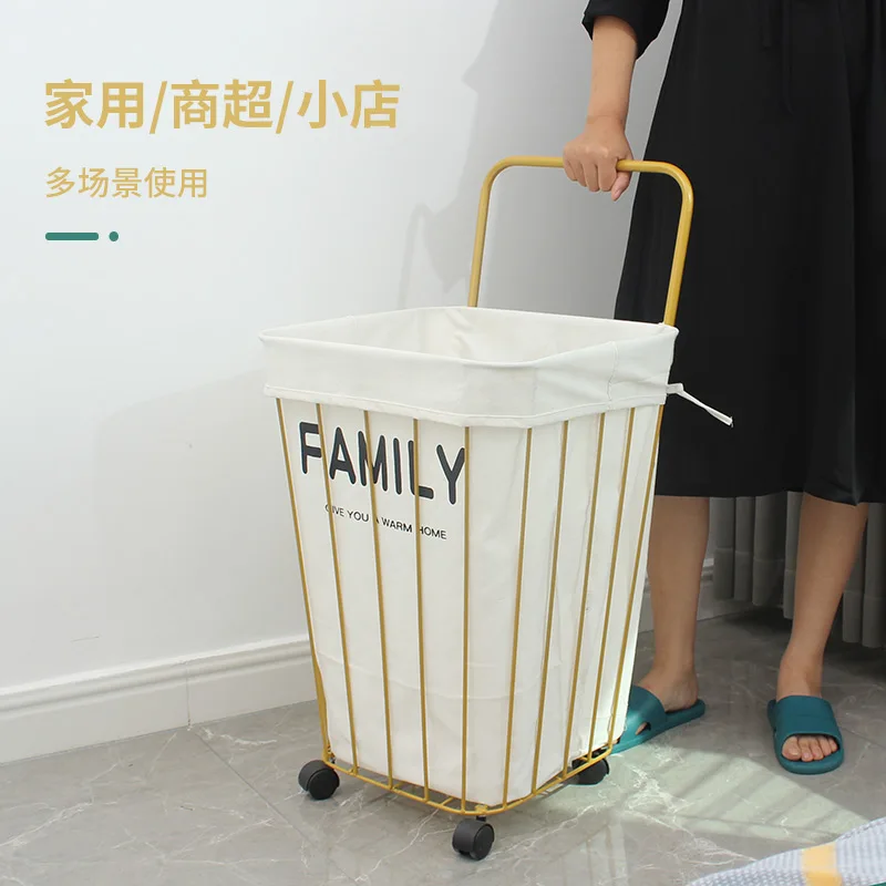 Metal storage cart portable pulley household small pull cart universal wheel grocery cart universal baby snack shopping cart