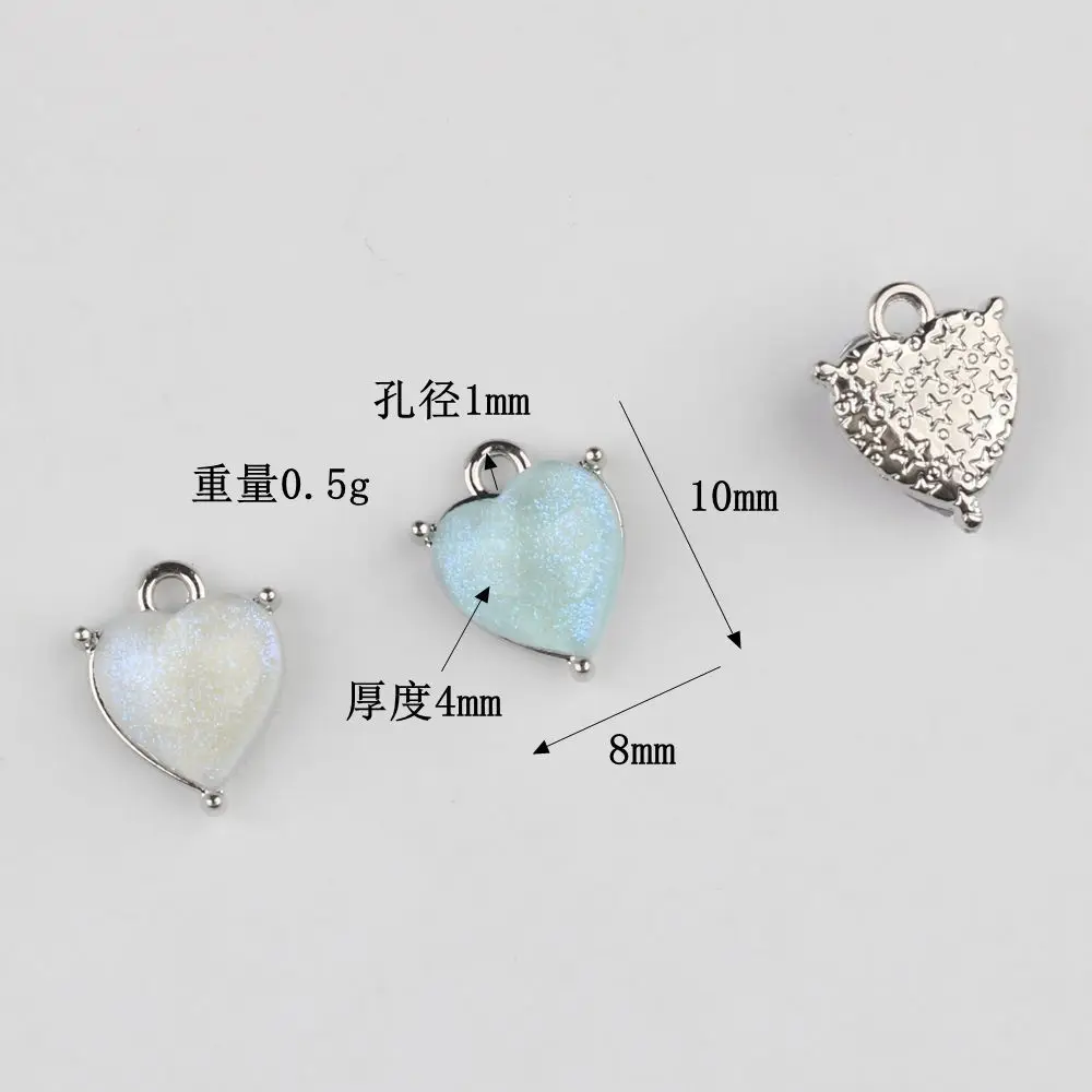 10Pcs/lot Simple Alloy Resin Inlay Love Pendant DIY Bracelet Necklace Earring Jewelry Making Accessories