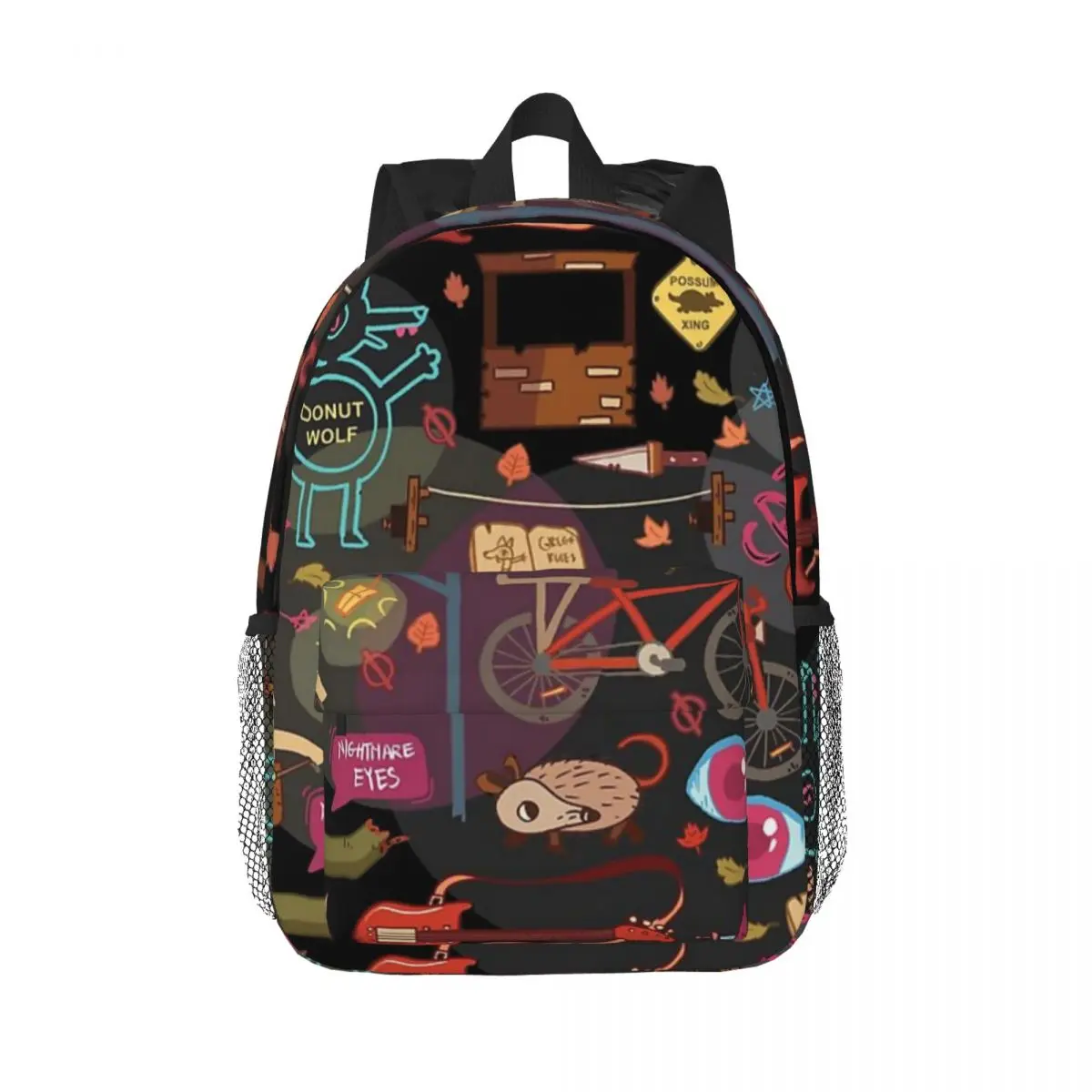 Mochila de estudiante de gran capacidad con diseño de otoño extraño Night In The Woods para niñas y niños, mochila ligera impermeable de 15 pulgadas