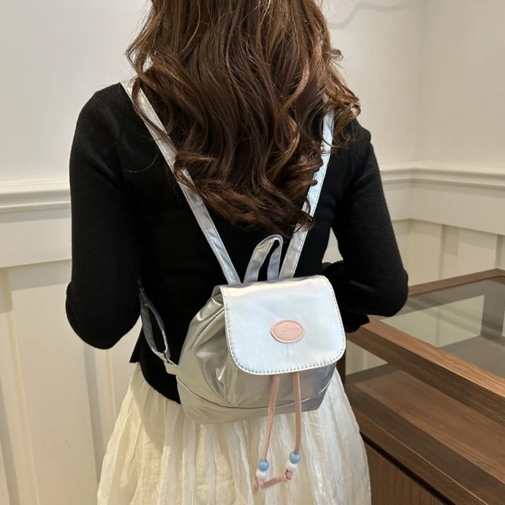 

Creative Mini PU Leather Backpack Solid Color Korean Style Shoulders Bag Handbag Small Pack Y2K Backpack Outdoor