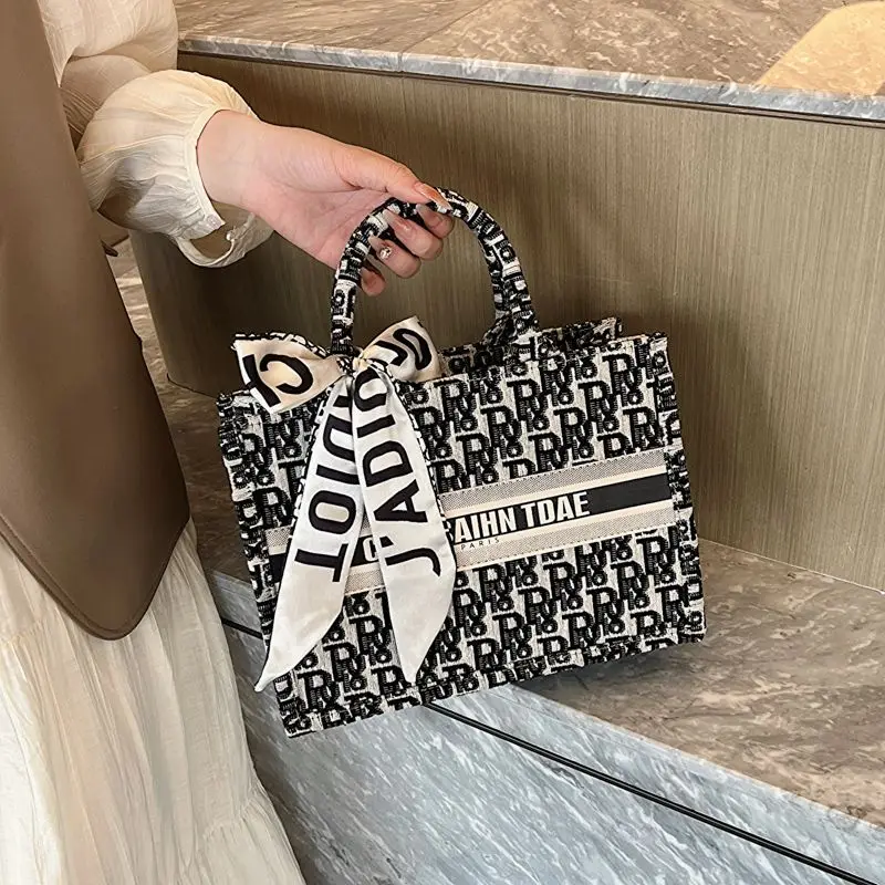 Sacola de lona de luxo para mulheres, nome DIY, logotipo bordado, alta qualidade, bolsa designer, bolsas personalizadas, bolsa de viagem para senhoras