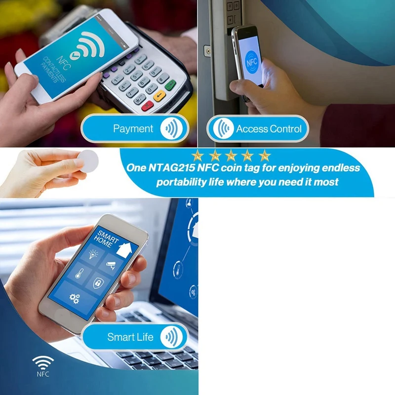 SEWS-NFC Tags, NFC Cards,215 NFC Tag Rewritable 215 NFC Coin Cards Compatible ,NFC Enabled Mobile Phones And Devices