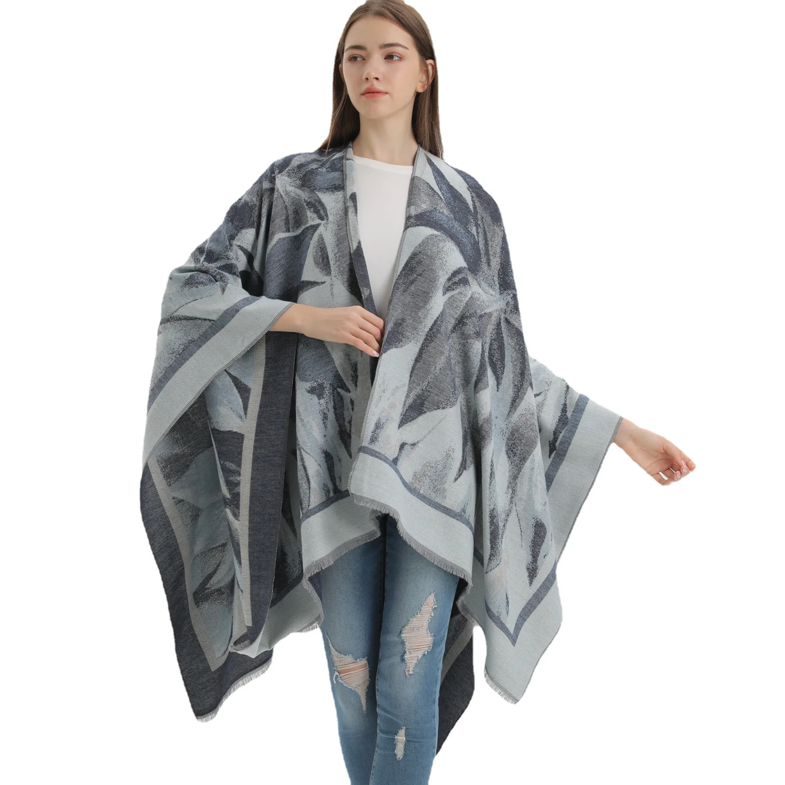 캐시미어 양면 술 분할 목도리 사계절 간단한 여행 사진 캠핑 따뜻한 캠핑 케이프 망토를 모방