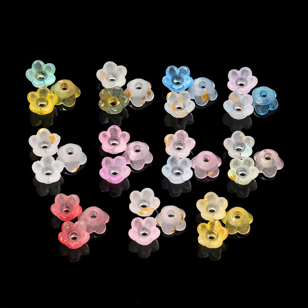 50 unids/lote de cuentas acrílicas de flores degradadas, tapas de cuentas espaciadoras de Bellflower para pulseras de dijes DIY, accesorios para hacer joyas