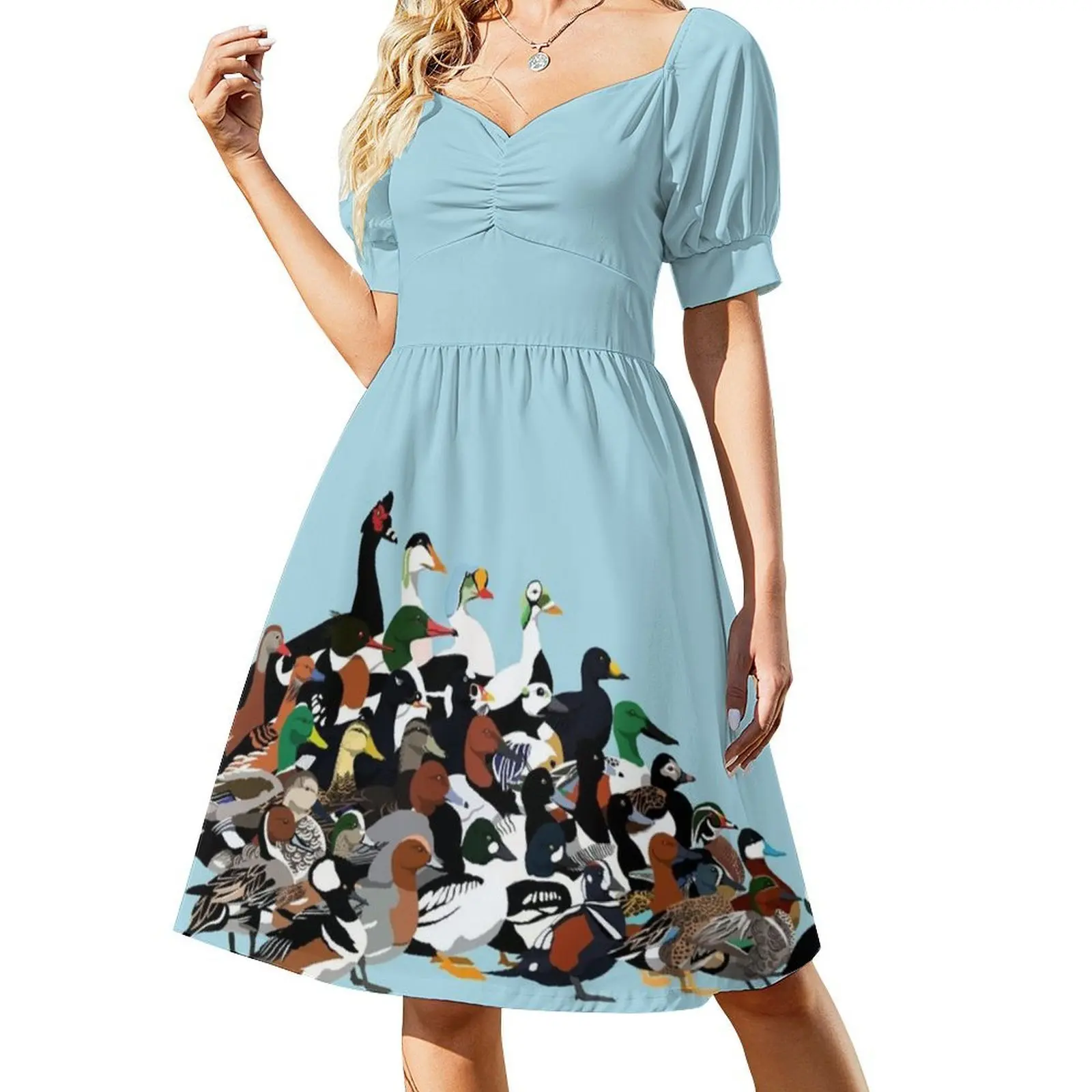 فستان قصير على طراز بطة أمريكا الشمالية للنساء على شكل حرف a فضفاض مناسب فستان يوم غير رسمي على شكل بطة الطيور Merganser سكوتر الحيوان #2