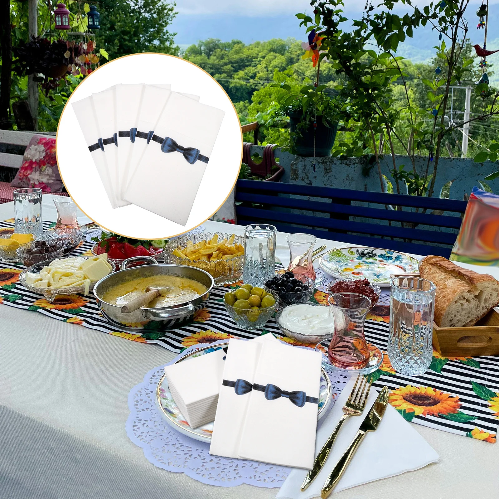 50 قطعة سكين شوكة منديل الوسادة الأبيض التعبئة والتغليف المناديل لتخزين أدوات المائدة المدمجة طوي جيب المناديل مطعم فندق الاستخدام #1