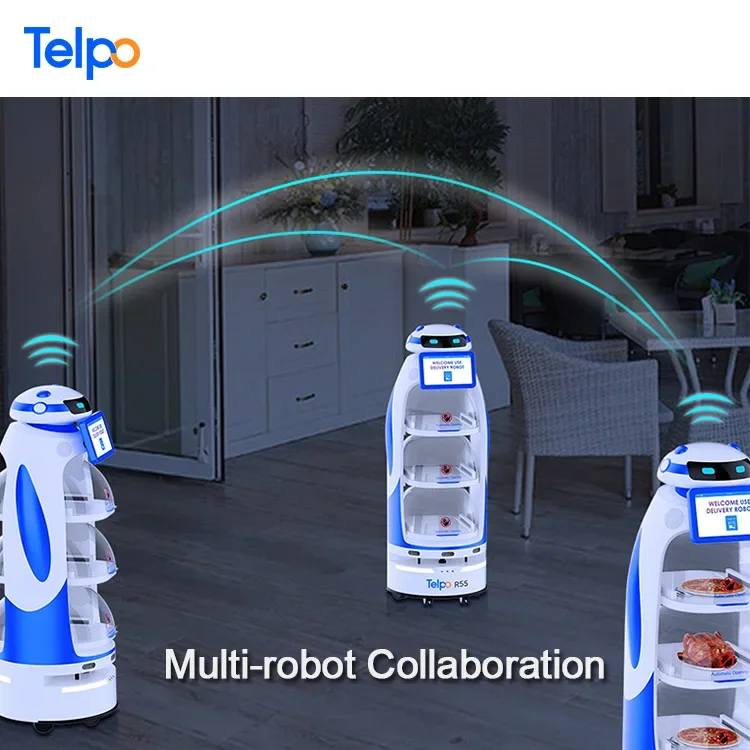 Telpo R55 intelligent AI self driving autonomous meal auto food delivery robot restaurant