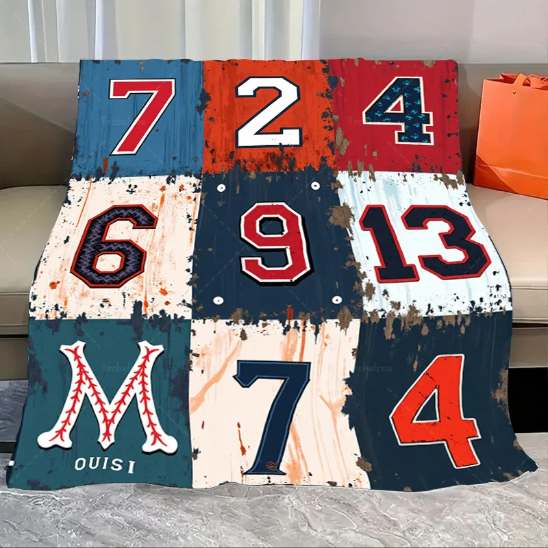 

1 шт. фланелевое одеяло винтажное одеяло с бейсбольными номерами-мягкое уютное одеяло для любителей спорта