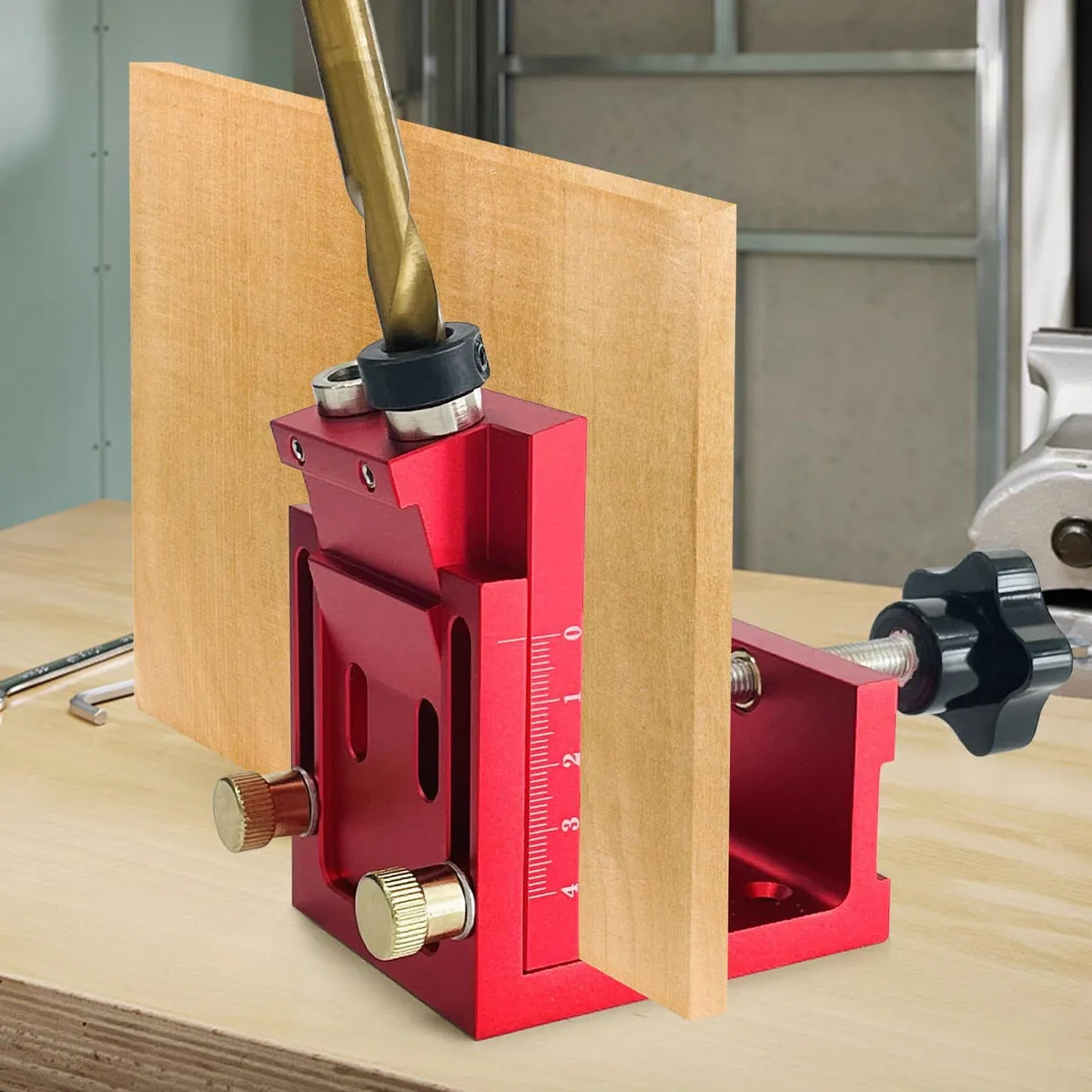 Aluminum Alloy Pocket Hole Jig Kit, Removable Oblique Hole Drilling Locator, Woodworking Punch Positioner for Furniture Joint