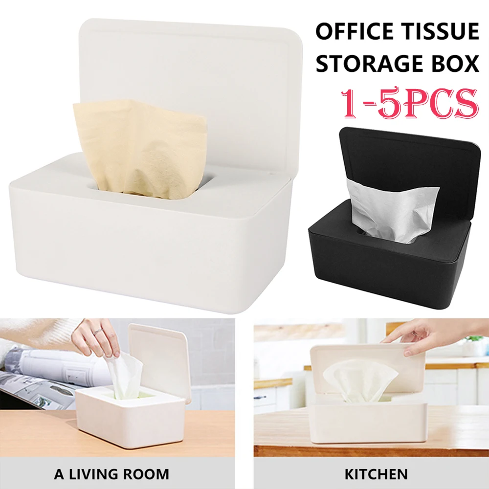 1/2/3/5Pcs ABS Tissue Box Dustproof Wet Wipes Storage Box with Lid Baby Wet Tissue Box Napkin Holder Dispenser for Home Office